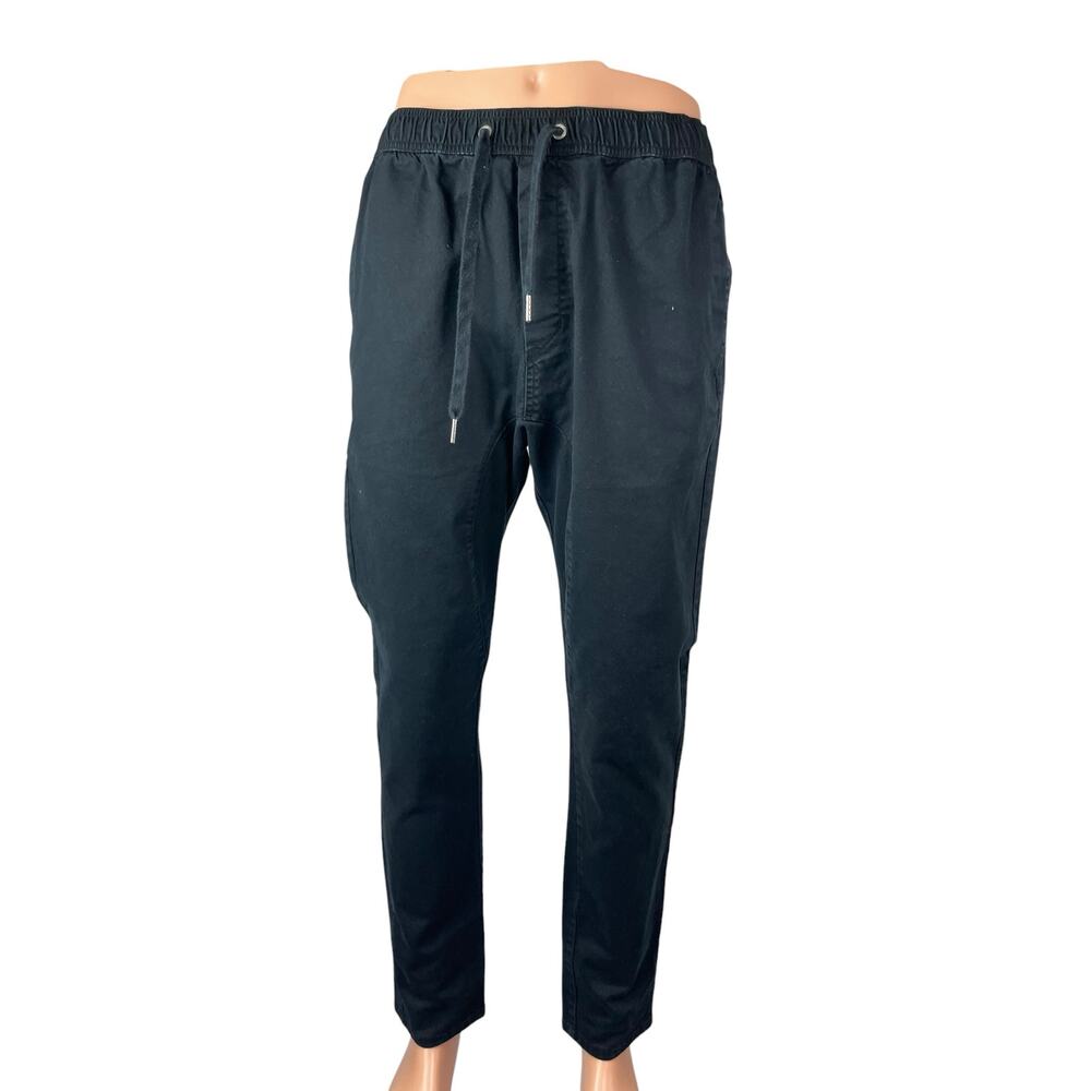 Zanerobe Men's Black Tapered Athletic Activewear Trousers Jogger Sweat Pants 36